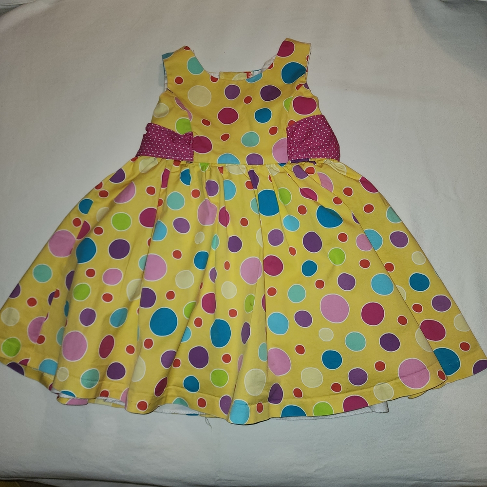 Rare Editions Fun Yellow Dress with Multicolored Polka Dots